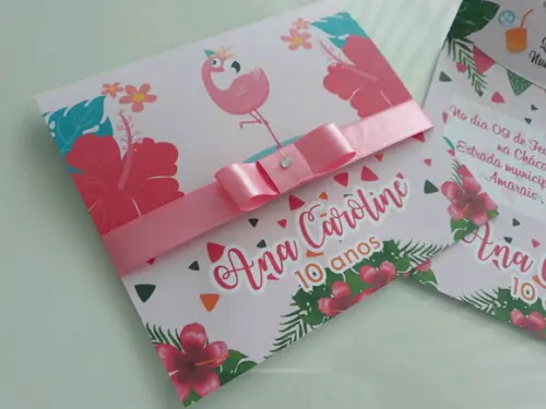 Convite infantil FLAMINGOS