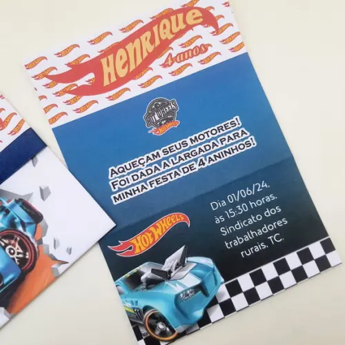 Convite Infantil Hot Wheels