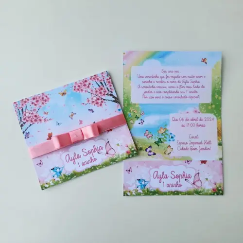 Convite Infantil Jardim das Borboletas