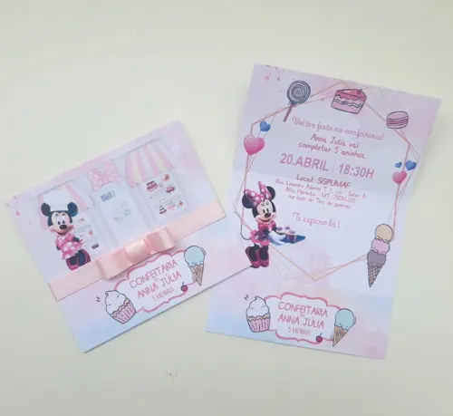 Convite Infantil Minnie Confeiteira