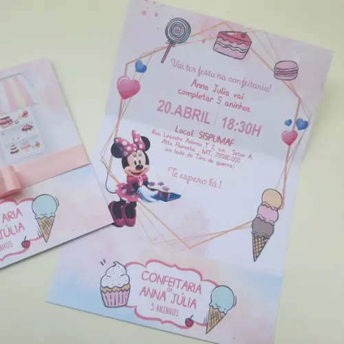 Convite Infantil Minnie Confeiteira