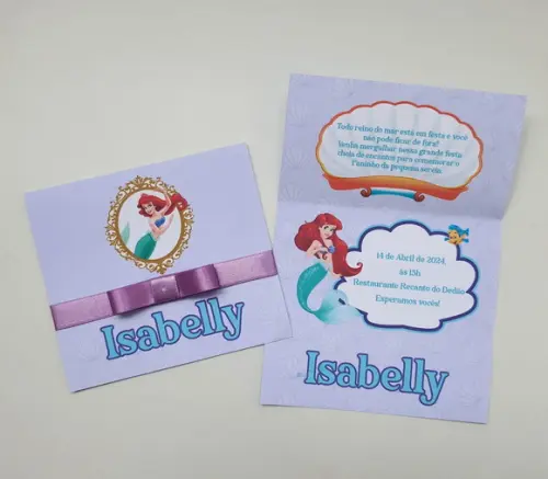 Convite Infantil Pequena Sereia Ariel