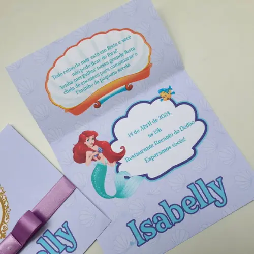 Convite Infantil Pequena Sereia Ariel