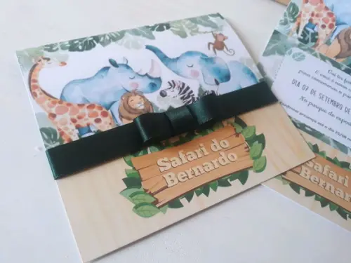 Convite Infantil SAFARI CHÁ DE BEBÊ