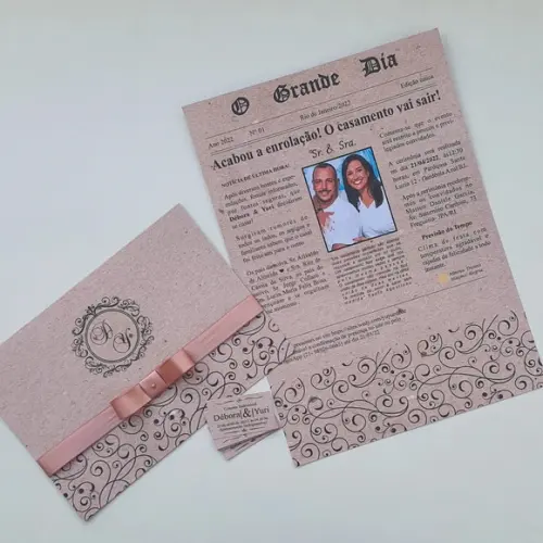 Convite para Casamento Rustico Jornal