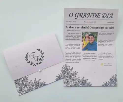 Convite para Casamento Rustico Jornal