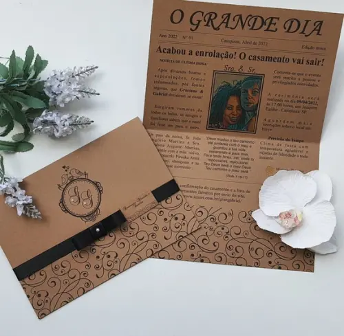 convite para casamento rustico kraft