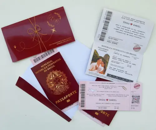 Convite Passaporte com Capa Envelope