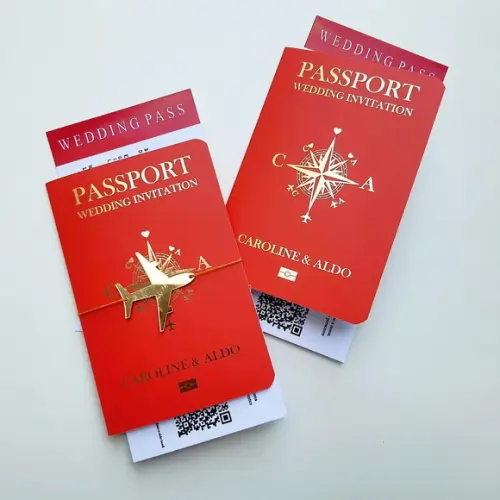 Convite Passaporte Luxo Metalizado Hotstamping- 50 Unidades