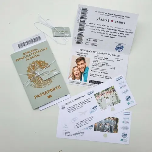 Convite Passaporte Madrinha e Padrinho