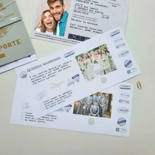 Convite Passaporte Madrinha e Padrinho