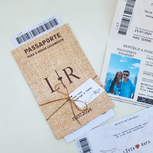 Convite Passaporte Rústico