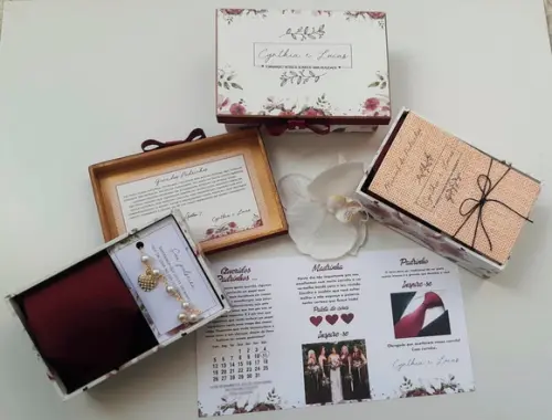 Kit Caixa Pulseira, gravata e manual de padrinhos