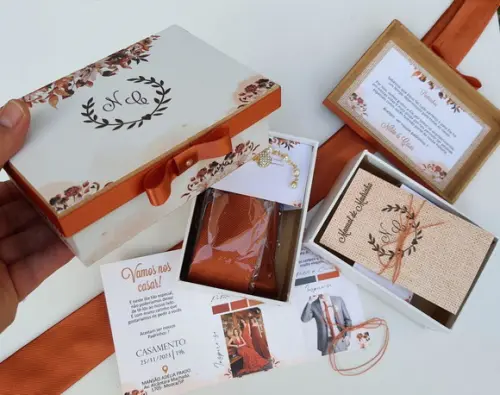 Kit Caixa Pulseira, Gravata e Manual de Padrinhos