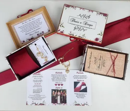 Kit Caixa Pulseira, Gravata e Manual de Padrinhos