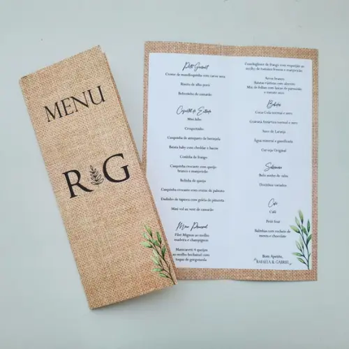 Menu Casamento Rustico