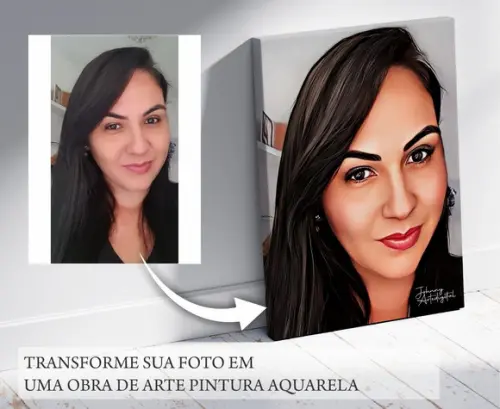 Quadro Personalizado Aquarela Premium Tecido Canvas
