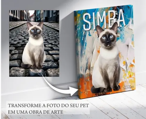 Quadro Pet Personalizado Aquarela Premium Tecido Canvas