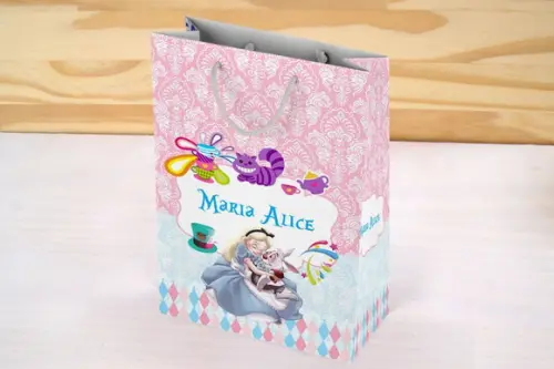 Sacolinha de Papel Alice no País das Maravilhas