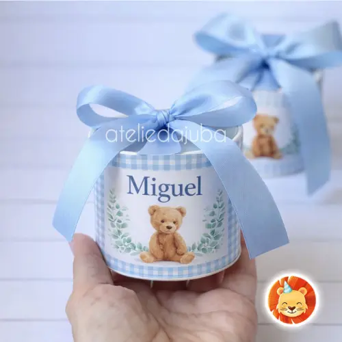 KIT 10 Mini Tubolata Personalizada Maternidade Lembrancinha Ursinho 5x6 cm - Vários Temas