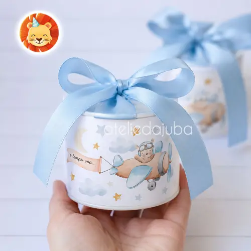 KIT 10 Mini Tubolata Personalizada Ursinho Aviador Lembrancinha 5