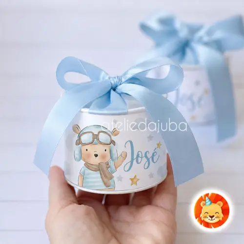 KIT 10 Mini Tubolata Personalizada Ursinho Aviador Lembrancinha 5x6 cm - Todos Temas - Cópia