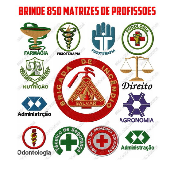 Matriz de Bordado Odontologia Brinde 850 Matrizes Profissoes