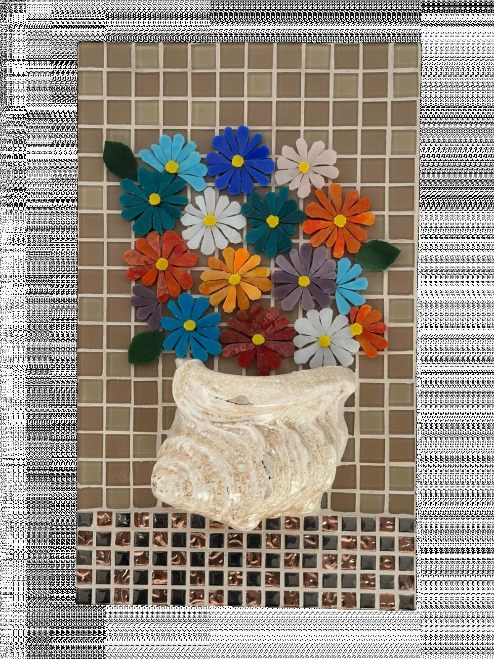 Quadro Mosaico Flores na Concha