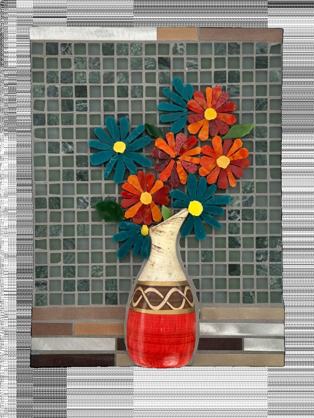 Quadro Mosaico Vaso Multicor