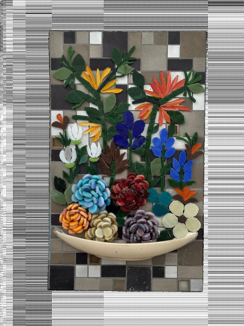 Quadro Mosaico Vaso Cerâmica