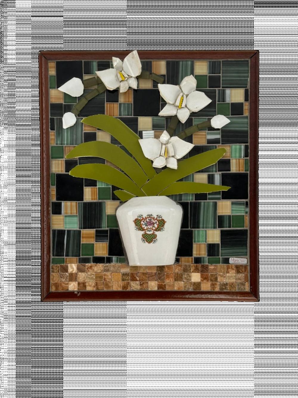 Quadro Orquídeas Brancas em Mosaico