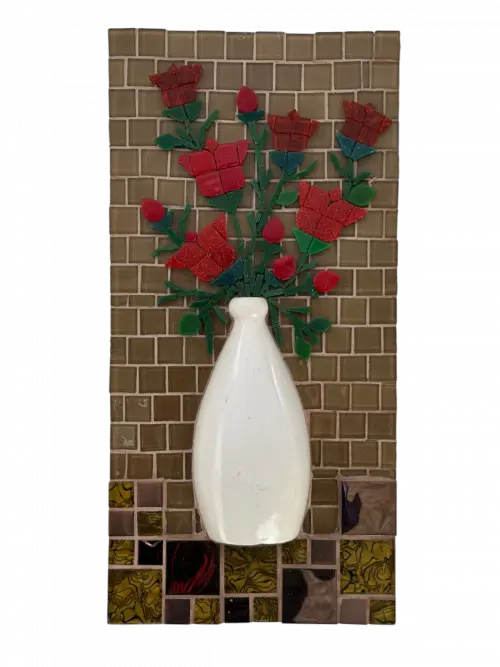 Quadro Mosaico Vaso Branco