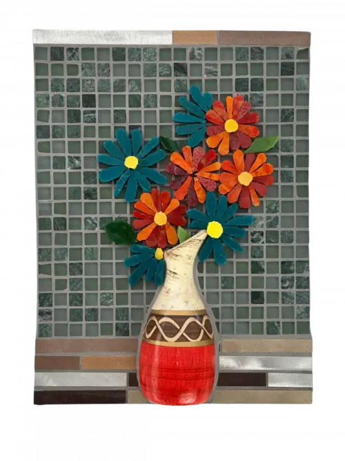 Quadro Mosaico Vaso Multicor
