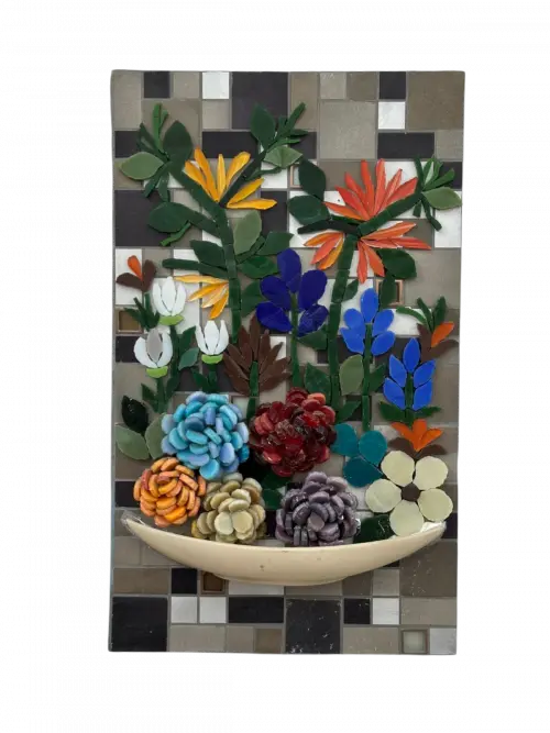 Quadro Mosaico Vaso Cerâmica