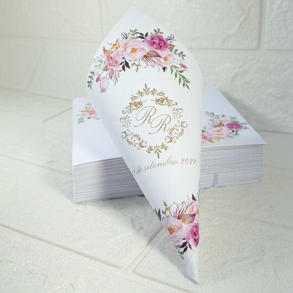 Cone para Pétala de Rosas Casamento
