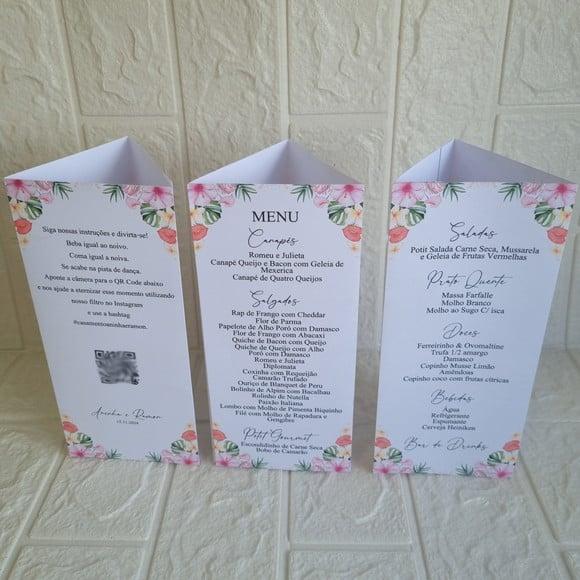 Menu Cardápio Triângulo para Casamento Prisma