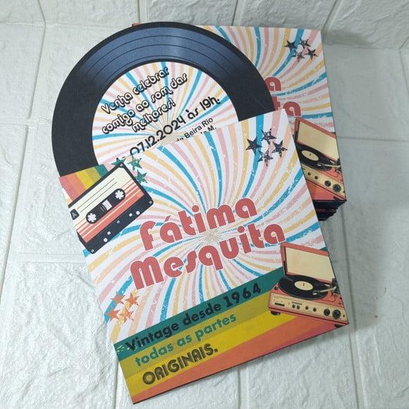 Convite Imitação de Disco Anos 80