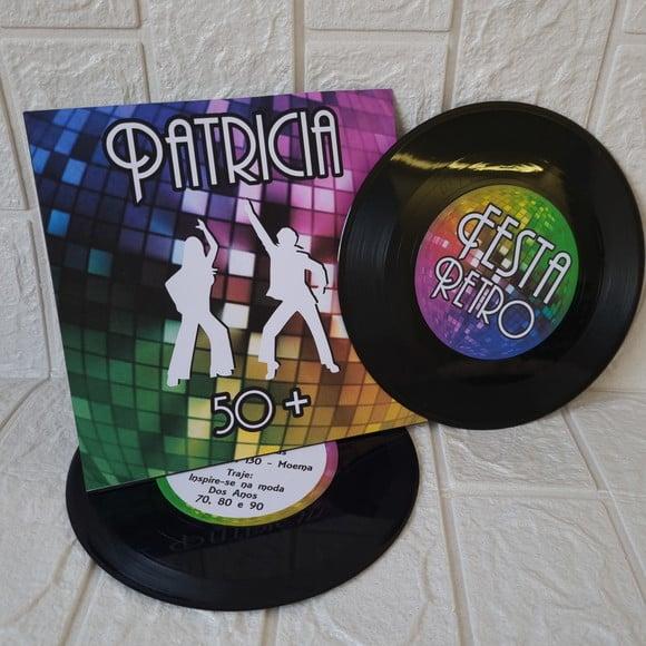 Convite Vinil Anos Festa Retro