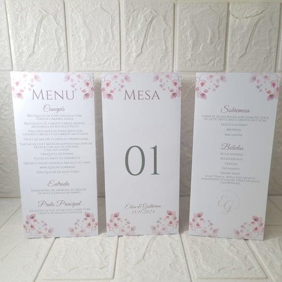 Menu Cardápio Prisma Triângulo para Casamento