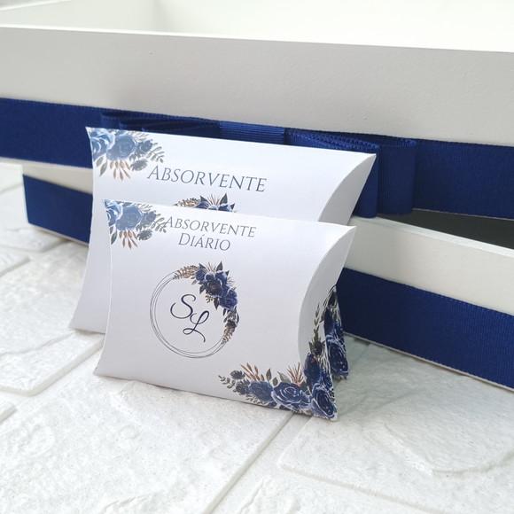 Duas Bandejas e Kit Toalete Fem e Masc Floral Azul Marinho