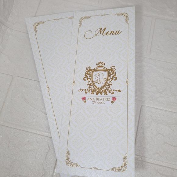 Menu Cardápio 15 Anos Bela e a Fera Perolado