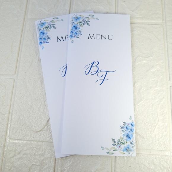 Cardápio Menu Floral Azul