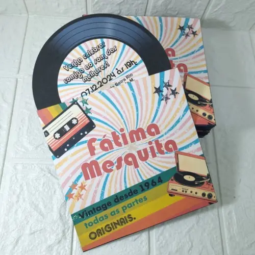 Convite Imitação de Disco Anos 80