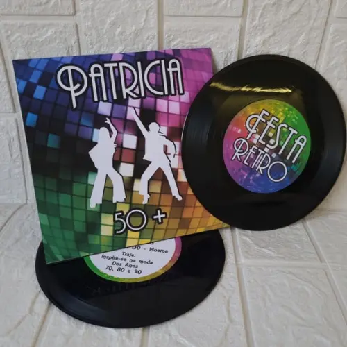 Convite Vinil Anos Festa Retro