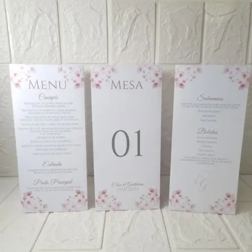 Menu Cardápio Prisma Triângulo para Casamento