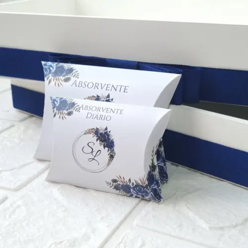 Duas Bandejas e Kit Toalete Fem e Masc Floral Azul Marinho