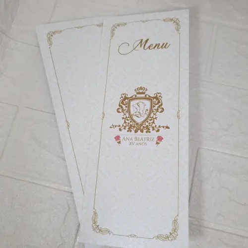 Menu Cardápio 15 Anos Bela e a Fera Perolado