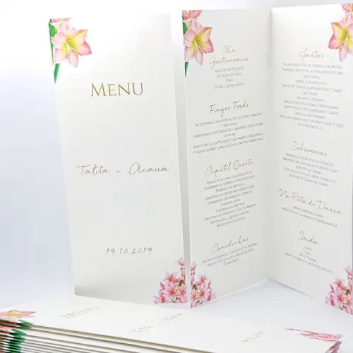 Menu Cardápio Lírios Perolado