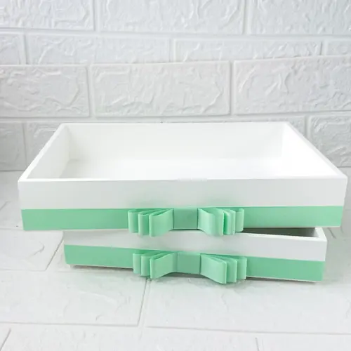 Duas Bandejas de Mdf, Fita Verde