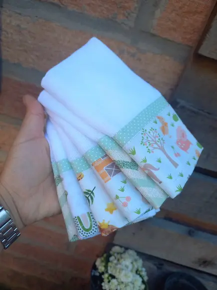 6x Fralda Pano, Boca, Babete, 100% Algodão, Enxoval do Bebê.